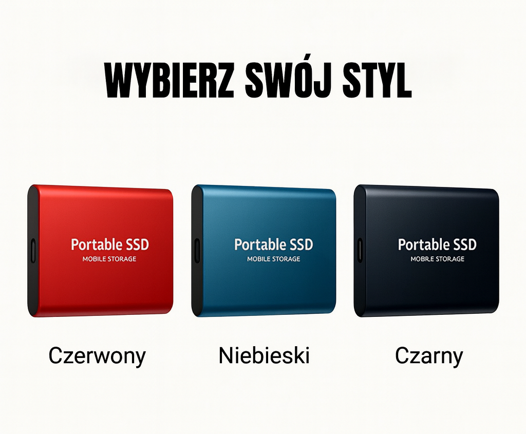 Mobilny dysk SSD z aluminiową konstrukcją i portem USB 3.1, kolor czerwony