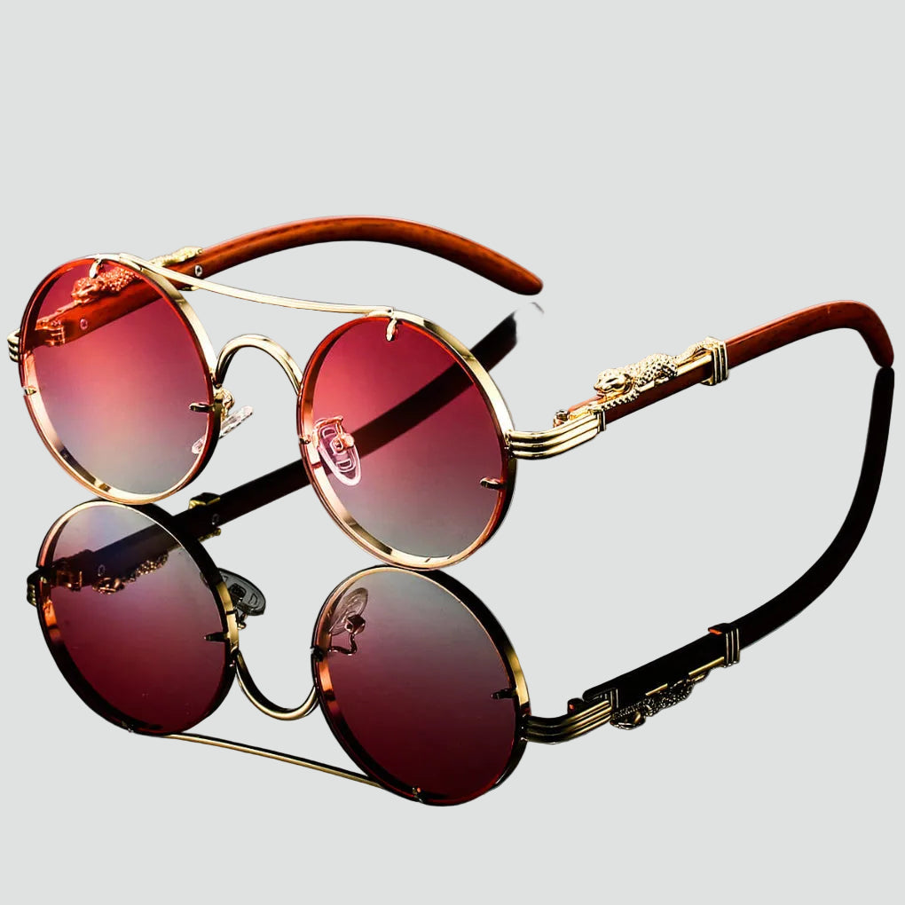 Damskie okulary przeciwsłoneczne w stylu vintage z okrągłymi szkłami i dekoracyjnymi zausznikami