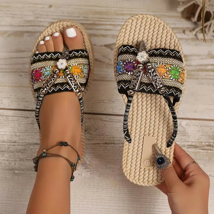 Sandały damskie boho z plecioną podeszwą i stylową cholewką na wakacje