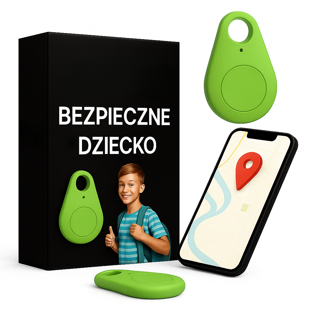 Kompaktowy lokalizator GPS dla dzieci z wodoodporną obudową IP67 widok z przodu