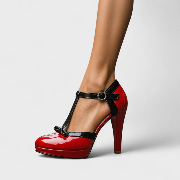 Eleganckie czarne buty ortopedyczne z dekoracyjną kokardką i gładkim wykończeniem