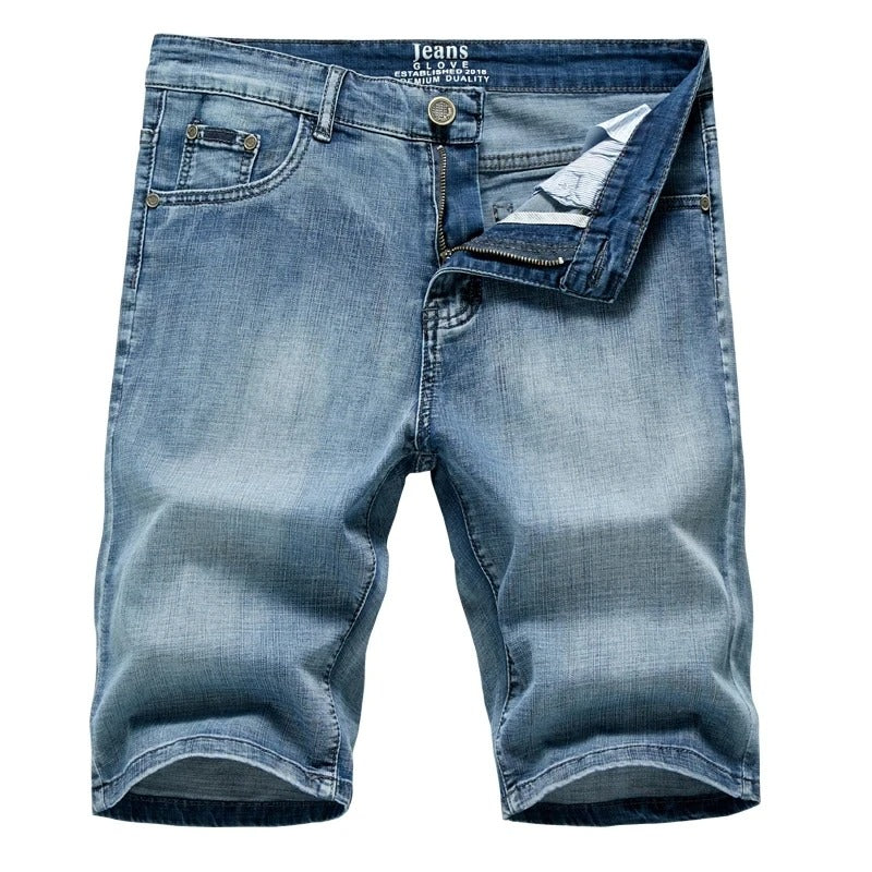 Spodenki jeansowe męskie w stonowanym praniu, uniwersalny denim na co dzień i lato