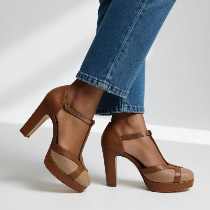 Eleganckie buty damskie z paskiem na kostce i zakrytym noskiem na stabilnym obcasie