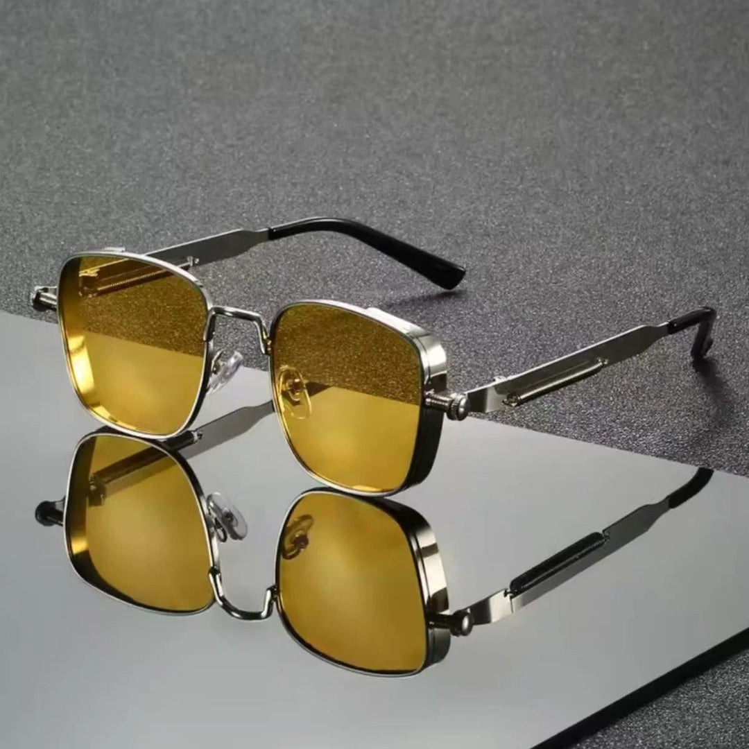 Gradientowe okulary przeciwsłoneczne damskie z metalową konstrukcją i retro kwadratowym kształtem