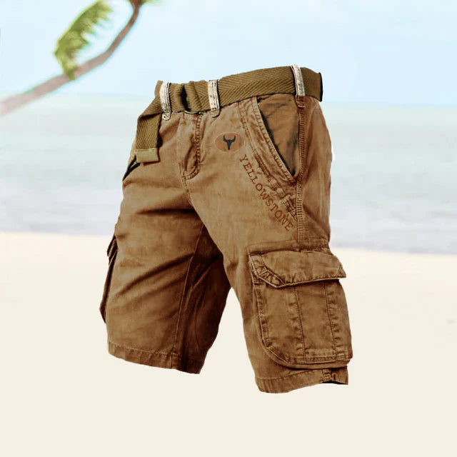 Szorty cargo męskie o prostym kroju z funkcjonalnymi kieszeniami na udach